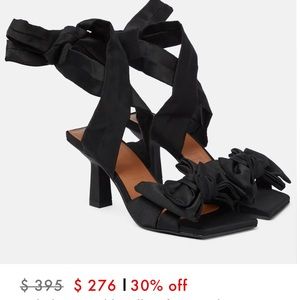 Ganni Bow-trimmed lace-up sandals black